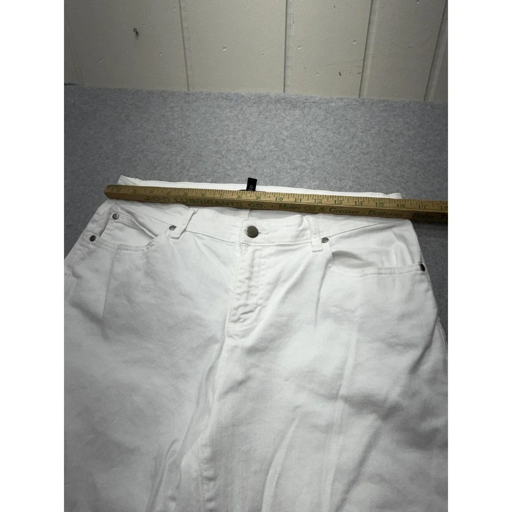 Eileen Fisher Straight Jeans Womens 10 White Organic Cotton Mid Rise‎ Stretch